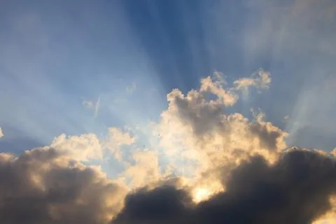 Dramatic Evening Sky with Gray Blue Clouds and Moody Atmosphere Stock Photos