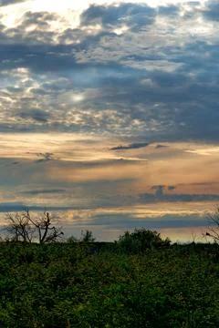 Dramatic Evening Sky Over Italian Landscape Stock Photos