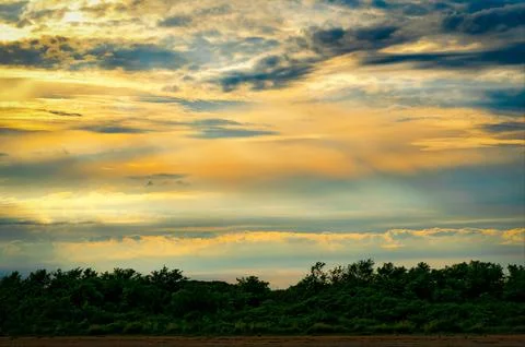 Dramatic Evening Sky Over Italian Landscape Stock Photos