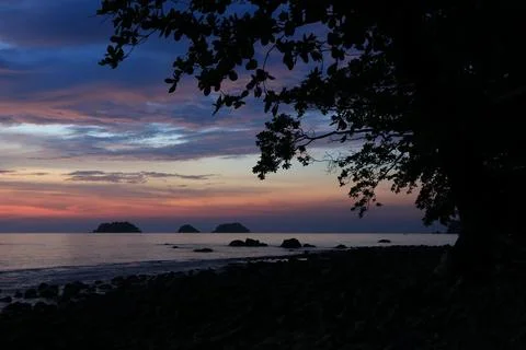 Dramatic evening sky, view from Lonely Beach, Koh Chang, Thailand. Stock Photos