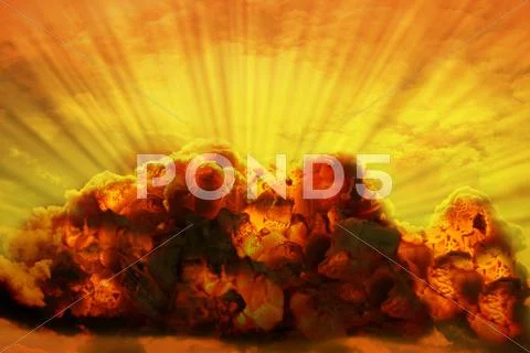 Dramatic exploding sunset Stock Illustration