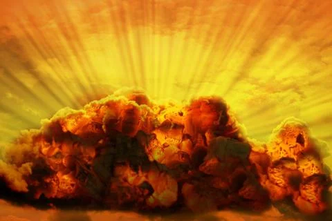 Dramatic exploding sunset Stock Photos