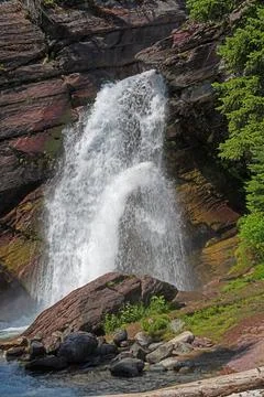 Dramatic Falls Coming Out of a Cliff Photos