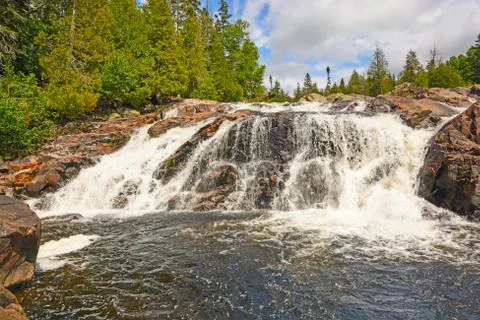 Dramatic Falls on a Wild River 스톡 사진
