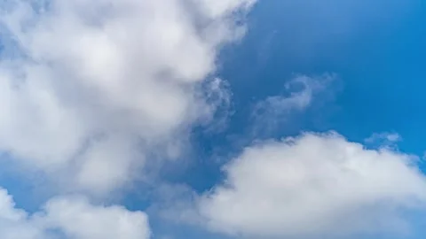 Dramatic Fast-Moving White Clouds Racing Across a Vivid Blue Summer Sky Stock Footage 341921453