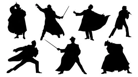 Dramatic Female Opera Singer (Soprano) Silhouette Pack Stock Illustration