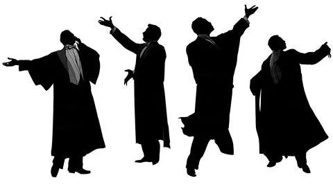 Dramatic Female Opera Singer (Soprano) Silhouette Pack Stock Illustration