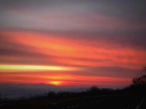 Dramatic Fiery Sky Scene with Intense Natural Colors Stock Photos
