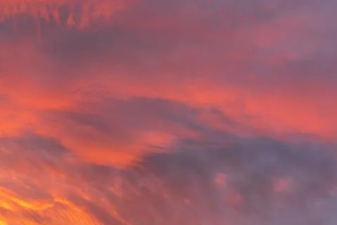 Dramatic fiery sky sunset cloudscape at dusk Stock Photos