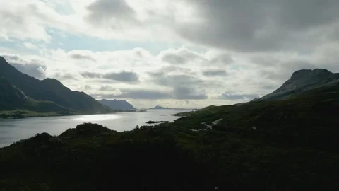 Dramatic Fjord Landscape with Winding Road Stock Footage 314286967