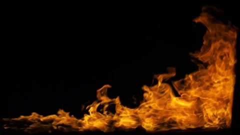 Dramatic Flames on Black Background: Intensity and Heat in Fiery Compositio.. Vídeo Stock 341920248