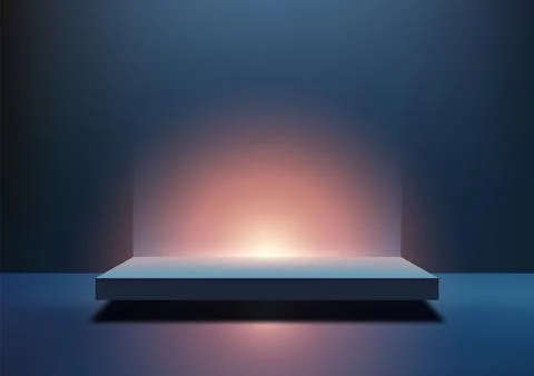 Dramatic Floating 3D Platform with Warm Orange Glow and Reflective Surface .. 스톡 일러스트