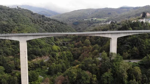 DRAMATIC FOOTAGE OF AN ALMOST BROKEN BRIDGE IN ITALY Stock Footage 128823692