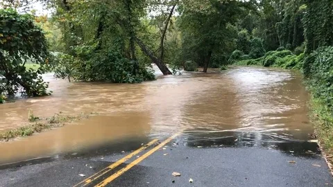 Dramatic footage shows heavy flooding in North Carolina after Michael Video stock 106307248