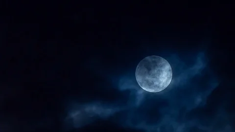Dramatic Full Moon With Clouds at Night Stock Footage 126029920