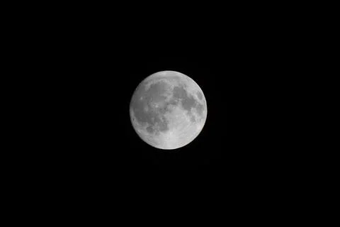 Dramatic Full Moon in Night Sky with Telephoto Magnification Stock Photos
