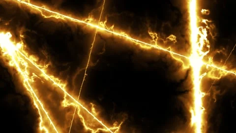 Dramatic golden lightning cracks with glowing electric energy Stock Footage 329553397