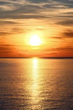 Dramatic Golden Sunset over the Black Sea. Beautiful sunset over the sea. Stock Photos