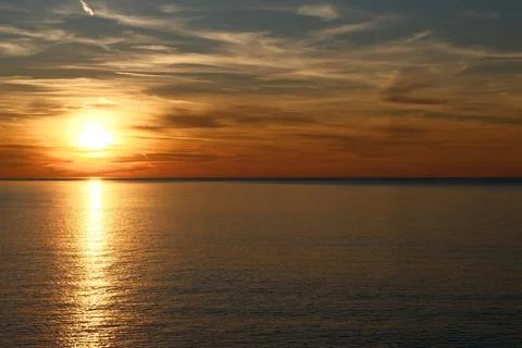 Dramatic Golden Sunset over the Black Sea. Beautiful sunset over the sea. Stock Photos
