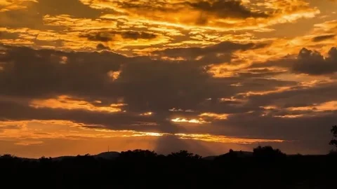 Dramatic Golden Sunset Over Hills 스톡 동영상 330716317