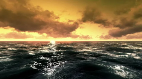 Dramatic Golden Sunset Sky And Tropical Sea Slow motion Stock Footage 55961523