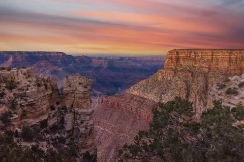 Dramatic Grand Canyon sunset Stock Photos