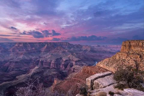 Dramatic Grand Canyon sunset Stock Photos