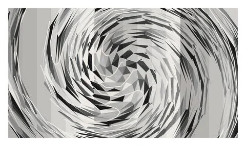 Dramatic grayscale swirl pattern with radial lines and shattered geometric .. Ilustración de archivo