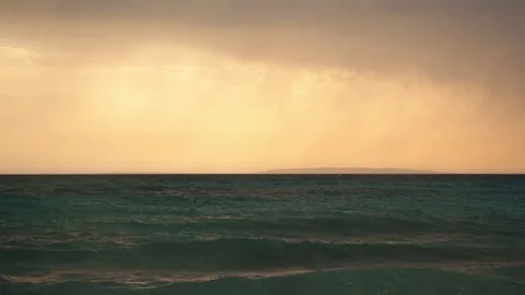 Dramatic Green Sea Waves Alien Horizon Background 3 Stock Footage 80967825