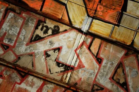 Dramatic grunge rusty metal old gate,creative industrial diaogonal texture Foto stock