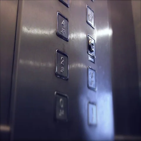 Dramatic hand press the 4th floor button in the elevator Video stock 69646875