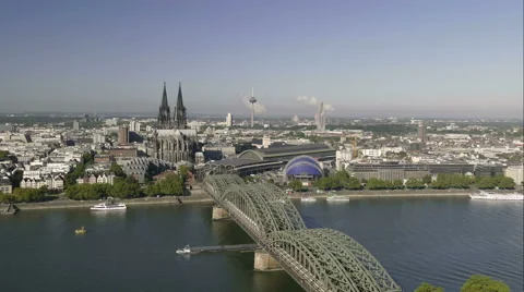 Dramatic HDR 4K UHD Cologne Köln Skyline Kölner Dom Cathedral Germany Stock Footage 57665689
