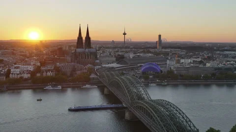 Dramatic HDR Cologne Köln Koeln Skyline Kölner Dom Cathedral at night Germany Stock Footage 57655676