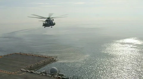Dramatic! Helicopter Lands on Deck  (HD) c 스톡 동영상 696723