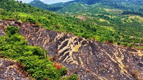 Dramatic high-angle drone shot in San Vicente, Palawan, Philippines. Features a Stock Footage 336622628