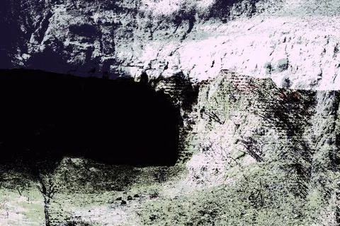Dramatic high-contrast black-and-white abstract resembling an ink-washed Stock Photos