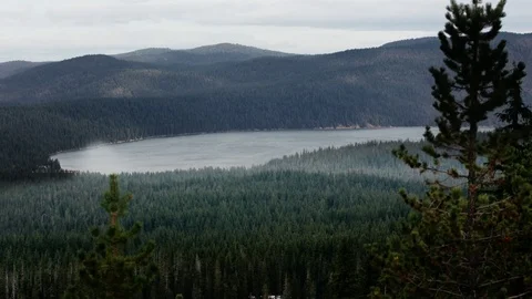 Dramatic High View of Lake Stock Footage 83191885