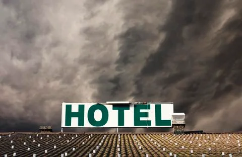 Dramatic hotel sign Stock-Fotos