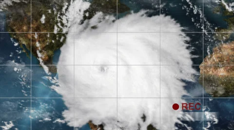 Dramatic hurricane satellite video recording, showing the storm poised to strike 스톡 동영상 32963103