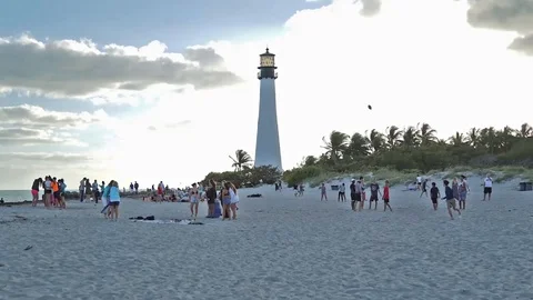 Dramatic hyperlapse with people on the beach at Key Biscayne in Miami, Florida Stock Footage 86686252