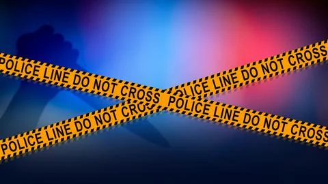 Dramatic illustration representing a crime scene with a blurred background .. Stock Illustration