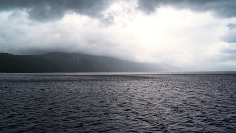 Dramatic image of agitated sea near mountain island, Croatia. Stock Footage 107538526