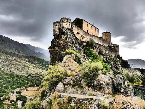 Dramatic image of the Citadelle, Corte, Central Corsica, France Stock Photos