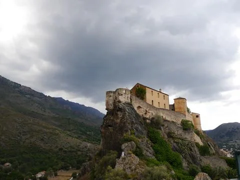 Dramatic image of the Citadelle, Corte, Central Corsica, France Stock Photos