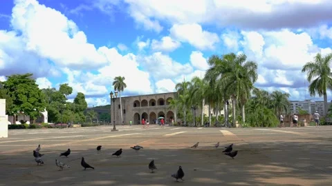 Dramatic image of the Colonial district plaza in Santo Domingo, Dominican Repub. Stock Footage 166125452