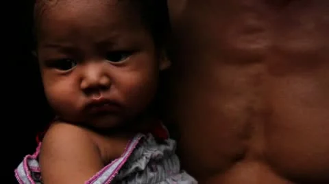 Dramatic image of Impoverished Baby`s Eyes Video stock 12169503