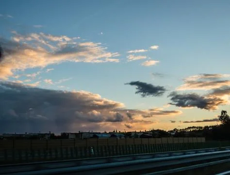Dramatic image of Panoramic view with A long curve road in the early morning  Stock Photos