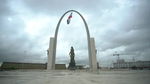 Dramatic image of Plaza De Los Bandera, in dominican republic. Stock Footage 139351849