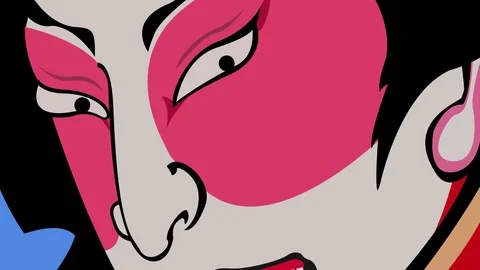 Dramatic Japanese Kabuki Character Stock Footage 81180838