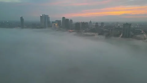 Dramatic Lake Fog Effect In Downtown Milwaukee Stock Footage 340044511